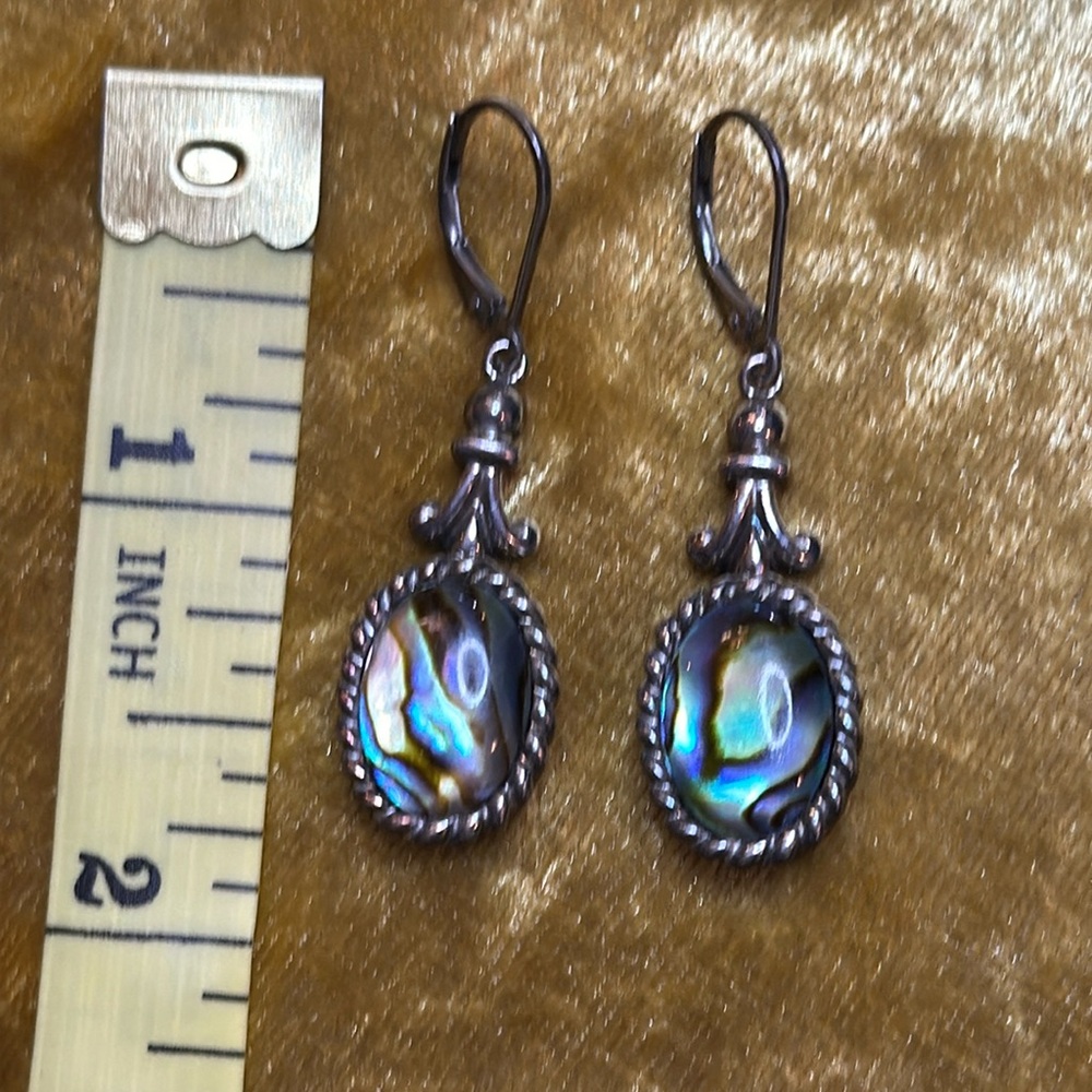 Abalone Shell and sterling Earrings 1.5 inches